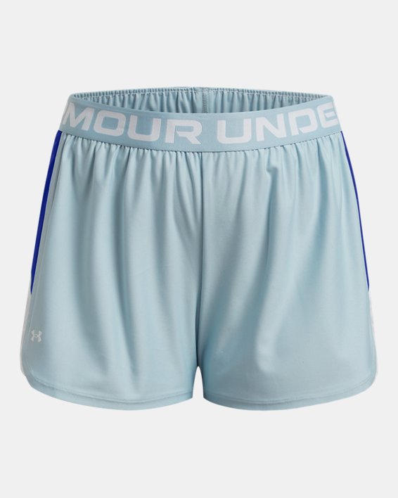 Women's UA Play Up Side Stripe Shorts, Blue, pdpMainDesktop image number 4
